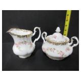 ROYAL ALBERT VINTAGE DIMITY ROSE CREAM & SUGAR