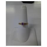 10 KT YELLOW GOLD AND PURPLE SAPPHIRE RING