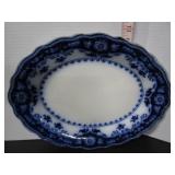 ANTIQUE FLOW BLUE MYOTTS 'CRUMLIN' PATTERN PLATTER