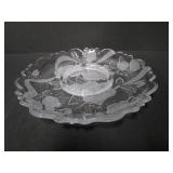 GLASS CHIP & DIP SERVER 'WINTER ROSE'