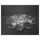 LARGE ETCHED ROSES PEDESTAL CAKE /DESSERT STAND