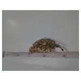 14 KT GOLD BROOCH WITH NATURAL TURQUOISE STONES