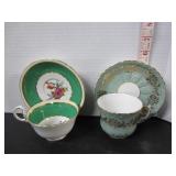 2 AYNSLEY CUPS & SAUCERS