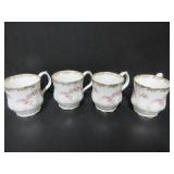 4 ROYAL ALBERT VINTAGE DIMITY ROSE COFFEE MUGS