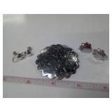 STERLING BROOCH AND EARRINGS