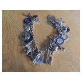 STERLING SILVER VINTAGE CHARM BRACELET WITH CHARMS