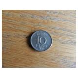 1953 SILVER SWEDISH 10 ORE COIN