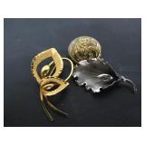 GOLD FILLED BEE BROACH & 2 STERLING BROACHES