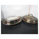 2 SILVER PLATE LIDDED SERVING DISHES