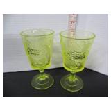 2- URANIUM GLASS GOBLETS