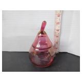 VINTAGE CRANBERRY GLASS PEAR TRINKET DISH