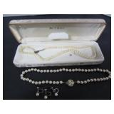 2 PEARL NECKLACES WITH EARRINGS