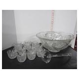 LARGE INDIANA 'SARATOGA' PATTERN PUNCH BOWL SET