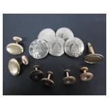 GOLD PLATED SHIRT STUDS-CUFFLINGS & OLD BUTTONS