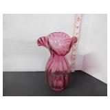 VINTAGE BLOWN CRANBERRY ART GLASS VASE