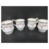 4 ROYAL ALBERT VINTAGE DIMITY ROSE COFFEE MUGS