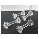 4 OLD GLASS DUMBELL SHAPED KNIFE REST