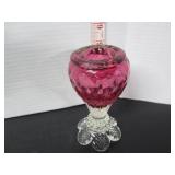 VINTAGE ROSSI CRANBERRY ART GLASS CANDLE HOLDERS