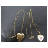2 GOLD FILLED HEART LOCKETS WITH CHAINS