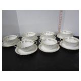 6 AYNSLEY 'ARUNDEL' 2 HANDLED CUP/BOWL-UNDERTRAY