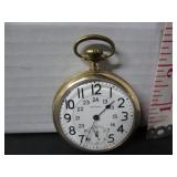 WORKING GOLD FILLED WALTHAM RAILROAD POCKET WATCH