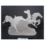 VINTAGE FROSTED LUCITE 'GALLOPING STALLIONS'