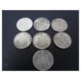 7 SILVER CANADA 50 CENT COINS