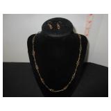 10KT GOLD 12.98 GRAMS CUSTOM LINK CHAIN & EARRINGS