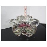 OLD PINK TO CLEAR 2 TONE  ART GLASS MCM ASHTRAY