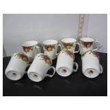 8 ROYAL OLD COUNTRY ROSES COFFEE MUGS