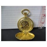 WORKING SKELETON CARAVELLE WIND UP POCKET WATCH