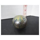 SIGNED 'FISKE' AUTHENTIC ART GLASS PAPERWEIGHT