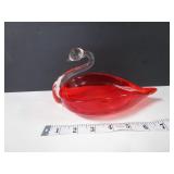 VINTAGE ART GLASS SWAN TRINKET DISH
