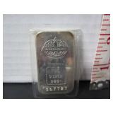.999 1 TROY OUNCE SILVER BAR, FINE SILVER