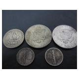 5-SILVER US COINS