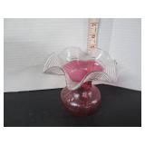 VINTAGE CRANBERRY SWIRL VASE