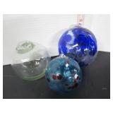 3 MISC. HANDLOWN GLASS BALLS