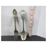 STERLING SILVER WALLACE FORK & HALLMARKED SPOON