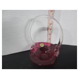 VINTAGE ROSSI CRANBERRY HANDBLOWN BASKET
