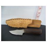 NICE PATCH-SKINNER KNIFE WITH HAND TOOLED SHEATH