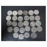 27 OLD CANADIAN 5 CENT COINS