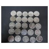 25 OLD CANADIAN 5 CENT COINS 1950'S-60'S