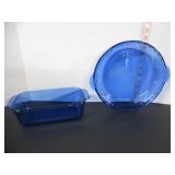 2 OLD PYREX COBALT BLUE DISHES