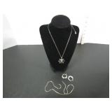 .925 SILVER ITALY NECKLACE-PENDANT EARRINGS-CHAIN