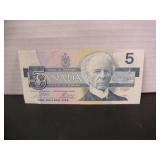 1986 CANADA $5 DOLLAR BANK NOTE
