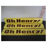 3 VINTAGE NOS METAL 'OH HENRY' CHOCOLATE RULERS