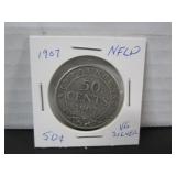 SILVER 1907 NFLD 50 CENT COIN