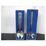 PAIR VINTAGE NORWEGIAN PEWTER SPOON IN BOX
