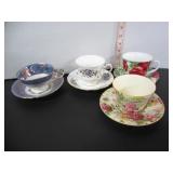 4 OLD CUPS & SAUCERS