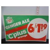 3 VTG. CANADA DRY-C'PLUS ORANGE-RC COLA SIGNS